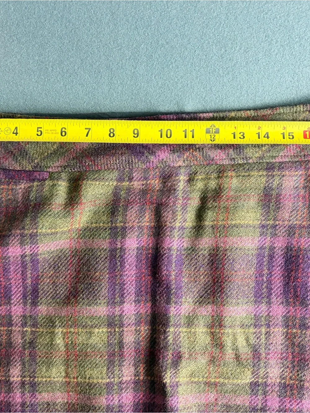 LL Bean Womens Sz 16 A-Line Purple Olive Plaid Wool Blend Skirt Lined, Side Zip